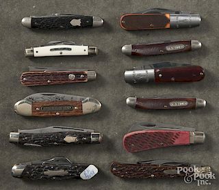 Twelve assorted pocket knives, to include Boker, Wostenholm, Ulster, etc.
