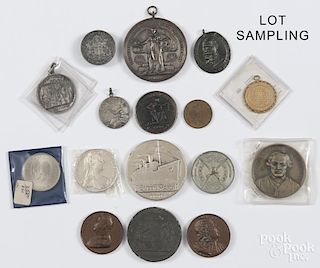 Foreign coins and medals, twenty-three pieces.