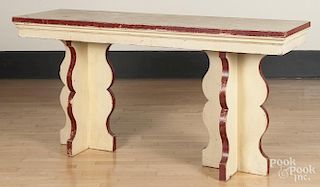Painted pier table, by Steve and Kim Cherry, Lancaster, PA, 36'' h., 75'' w.