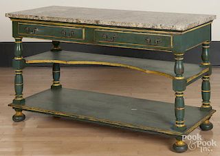 Marble top server, by Steve and Kim Cherry, Lancaster, PA, 34'' h., 60 1/4'' w.