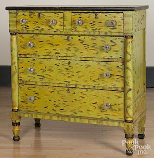Empire chest of drawers, ca. 1840, with later decoration by Kim Cherry, 45 1/2'' h., 41 3/4'' w.
