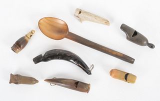 A Group of Horn and Antler Whistles