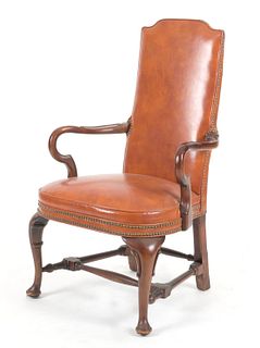 George I Style Open Leather Armchair