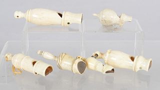 A Group of Antique Bone Whistles 