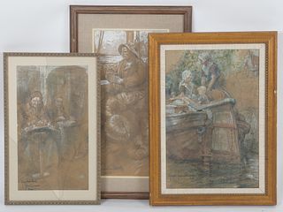 George Wharton Edwards (1859 - 1950) Three Figural Scenes