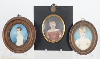 Three Portrait Miniatures of Young Girls