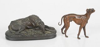 Two Patinated Bronze Models of Dogs
