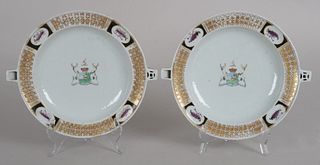 A Pair of Chinese Armorial Warming Dishes
