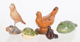 A Group of Figural Pottery Whistles