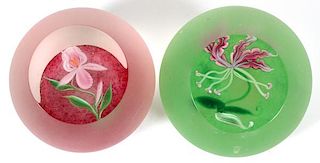 TWO STEVEN CORREIA ART GLASS PAPERWEIGHTS