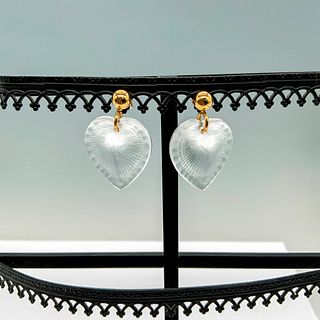 Lalique Pretty Satin Crystal Heart Earrings