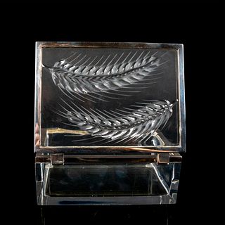 Vintage Lalique Hinged Crystal Vanity Box, Epis Wheat