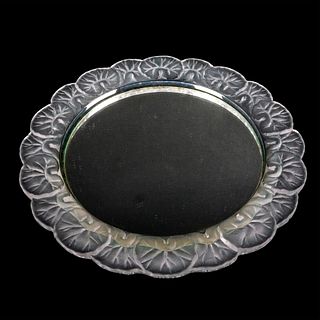 Lalique Crystal Vanity Mirrored Tray, Frosted Honfleur