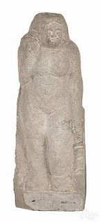 William Edmondson (American 1874-1951), carved limestone sculpture of a woman, 22 1/2'' h.