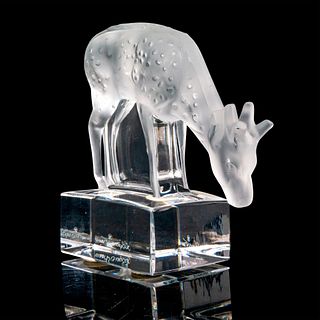 Lalique Crystal Paperweight, Deer