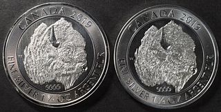(2) 1.25 OZ .999 SILVER 2019 CANADIAN BISON ROUNDS
