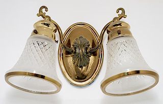 CRYSTAL & BRASS TWO LIGHT SCONCE