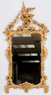 CHINESE CHIPPENDALE-STYLE GILT CARVED WOOD MIRROR