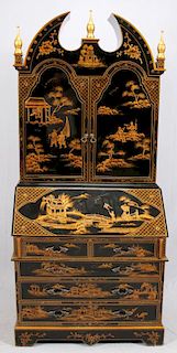 CHINOISERIE-STYLE LACQUERED SECRETARY