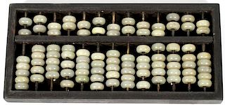 CHINESE JADE AND ROSEWOOD ABACUS
