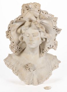 ADOLFO CIPRIANI (ITALIAN, ACT. 1880-1930) CARVED MARBLE BUST OF A WOMAN