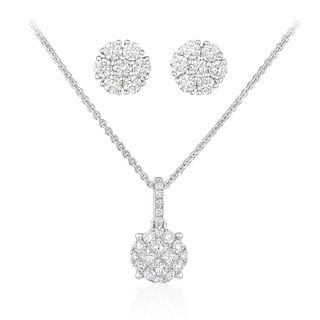 Group of Diamond Necklace and Diamond Earrings