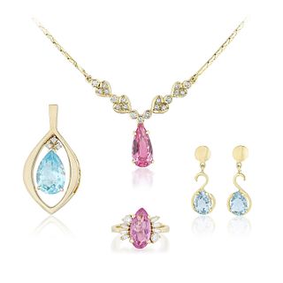 Group of Topaz and Gold Jewelry