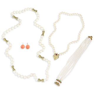 Group of Pearl and Coral Jewelry