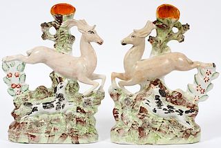 STAFFORDSHIRE SPILL VASES 19TH.C. PAIR