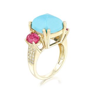 Turquoise Ruby and Diamond Ring, GIA Certified