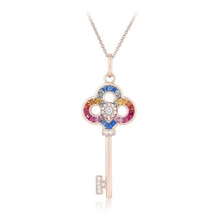 Multi-Colored Sapphire and Diamond Key Necklace