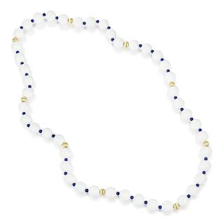 White Agate and Lapis Lazuli Bead Necklace