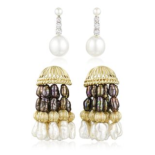 Group of Two Pairs of Pearl Earrings