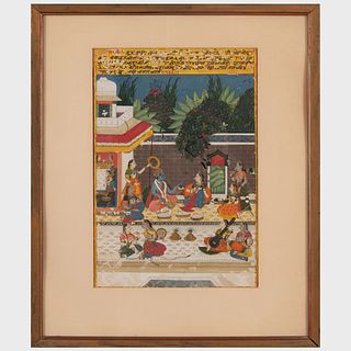 Indian Manuscript with Shiva Sharing a Feast                                                                              