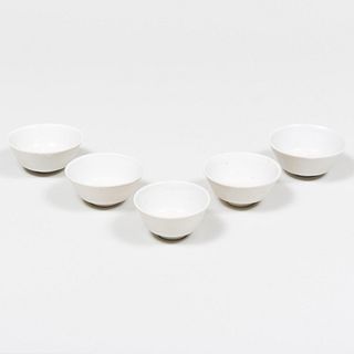 Group of Five Chinese White Glazed Porcelain Wine Cups