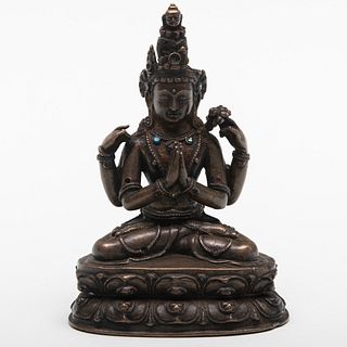 Tibetan Bronze Figure of Shadakshari Lokeshvara