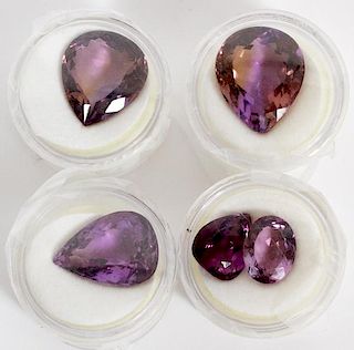 FIVE AMEPRINE AND AMETHYST VARIOUS CUT AND SIZES