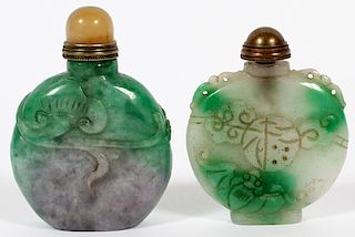 CHINESE CARVED JADE SNUFF BOTTLES TWO