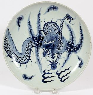 CHINESE BLUE WHITE PORCELAIN CHARGER