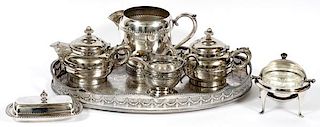 SILVERPLATE 2 TEAPOTS PITCHER COVERED BUTTER DISH