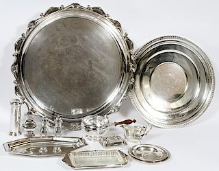 SILVER-PLATE 15 PIECES INCLUDING TRAYS