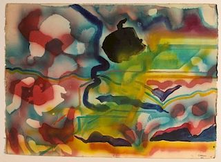 TWO SIDED KEITH CROWN (1918-2010) WATERCOLOR, TAOS 1969