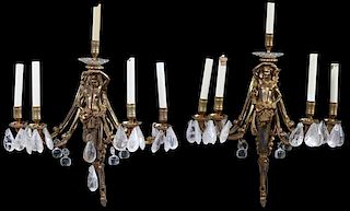 FRENCH BRONZE SCONCES 19TH.C. MANSION SIZE