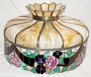 ANTIQUE AMERICAN LEADED GLASS CHANDELIER CIRCA 1900