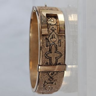 Victorian Enamel, Gold-Filled Bangle Bracelet