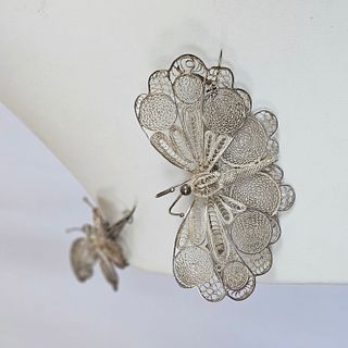 Collection of Two Chinese Export Silver Butterfly Pins