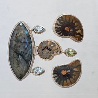 Ammonite, Multi-Stone, Sterling Studio Jewelry Suite