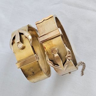 Pair of Victorian 14k Yellow Gold Buckle Bracelets
