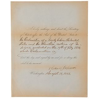 President Andrew Johnson Approves a Pact that Abolishes Slavery within the Cherokee Nation