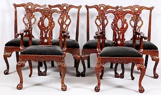 HENREDON CHIPPENDALE STYLE MAHOGANY DINING CHAIRS